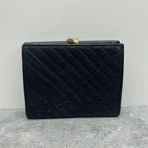 Celine Black Quilted Leather Trifold Wallet Clasp Closure Authentic Luxury - Picture 3 of 14